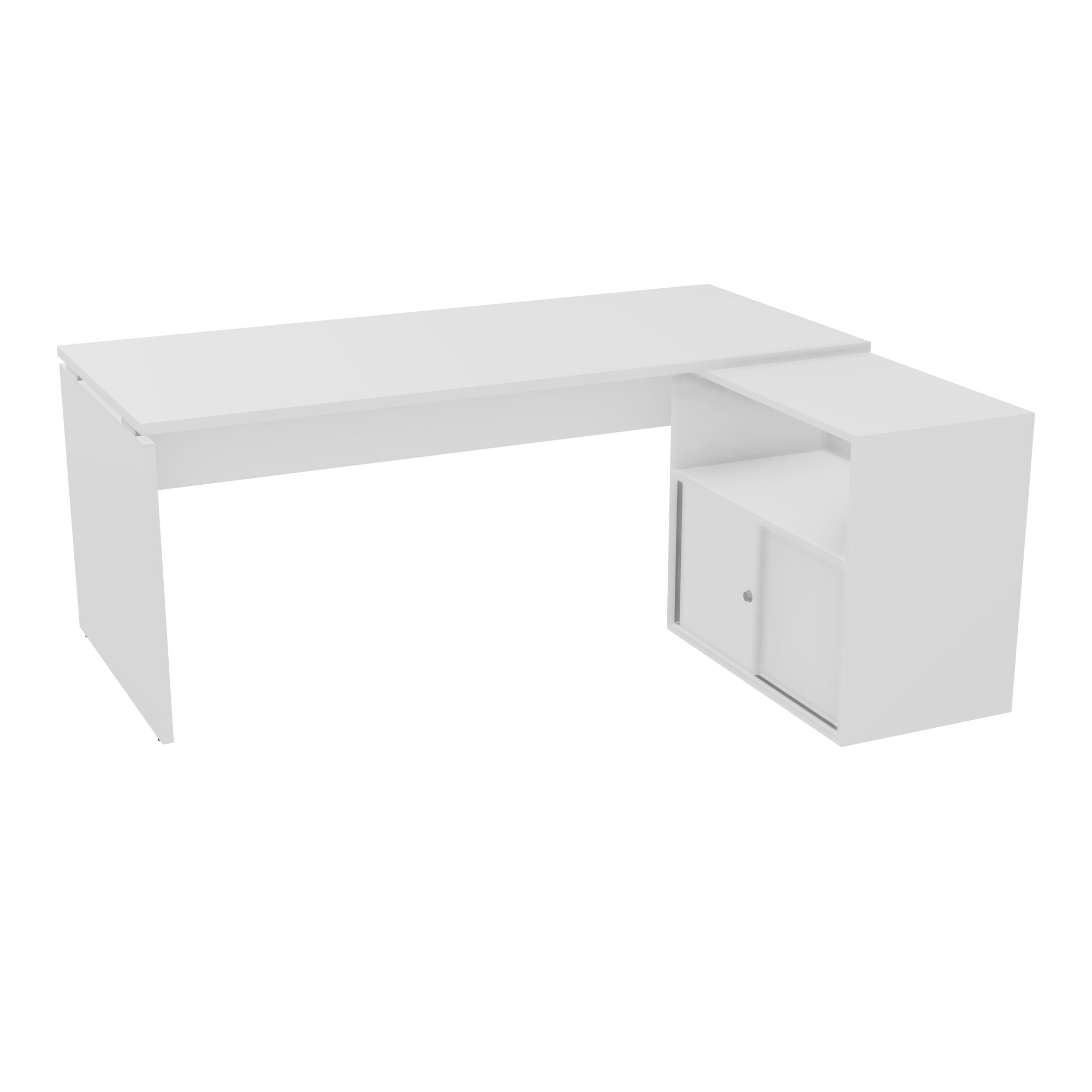 BUREAU AVEC MEUBLE RETOUR PORTEUR PL RECT P80X180 - RETOUR À DROITE